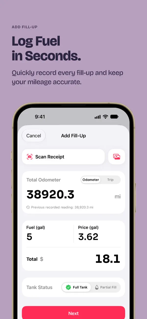 Tankly App Feature Screenshot